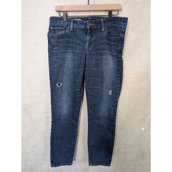 Gap 1969 Always Skinny Jeans Womens 30R Distressed Stretch Ripped Blue Denim - Picture 2 of 12
